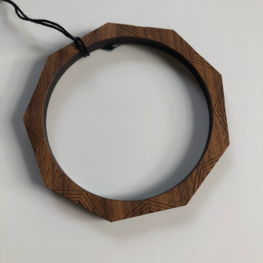 NWOT Bird of Virtue, Bangle Bracelet Handmade Walnut Wood
